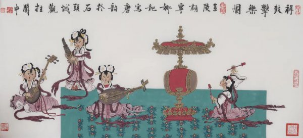 祥鼓击乐图    46×100cm